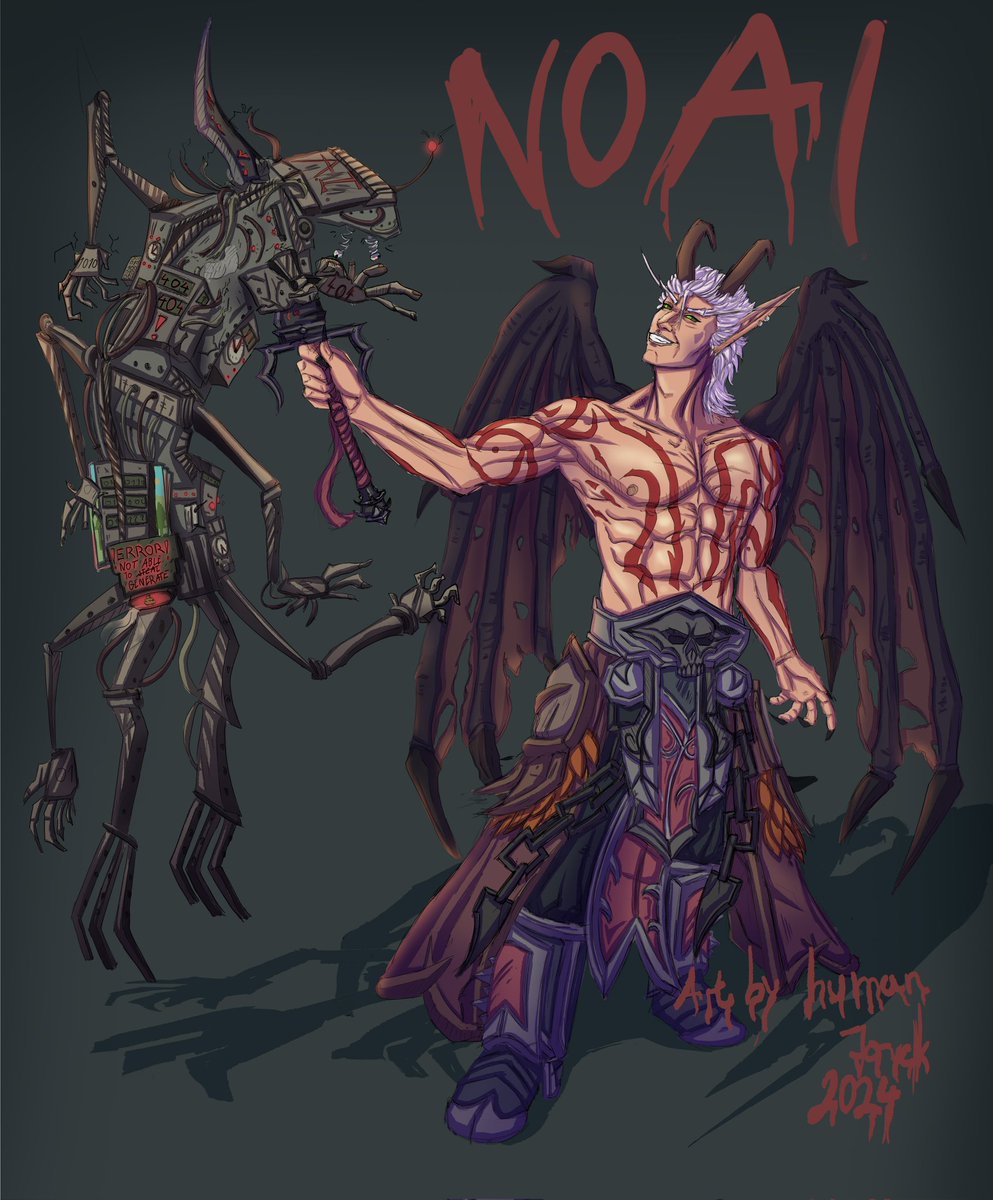 ArtJoryck's tweet photo. I saw this NoAI revolution going on instagram by tsirokorama so I wanted to post it here too <3 

#noai #warcraft #warcraftart #demonhunter #worldofwarcraft https://t.co/KiGxGQkru4