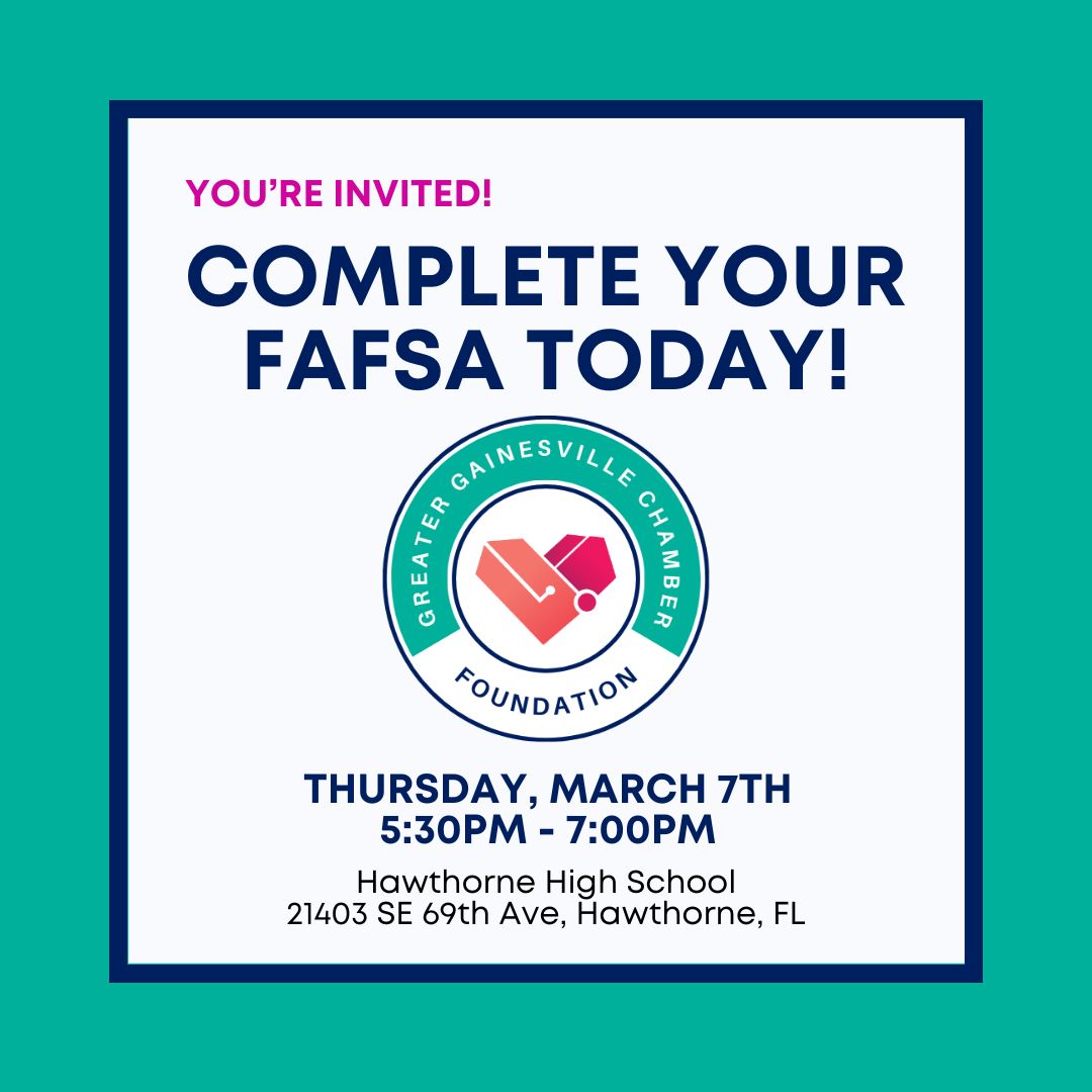 Join us for our next Cash for College event at Hawthorne High School: This is free and open to ALL Alachua County students! Join us at Hawthorne High School tomorrow from 5:30-7 as we walk through the application process together.
Register to attend: surveymonkey.com/r/276CYXT
