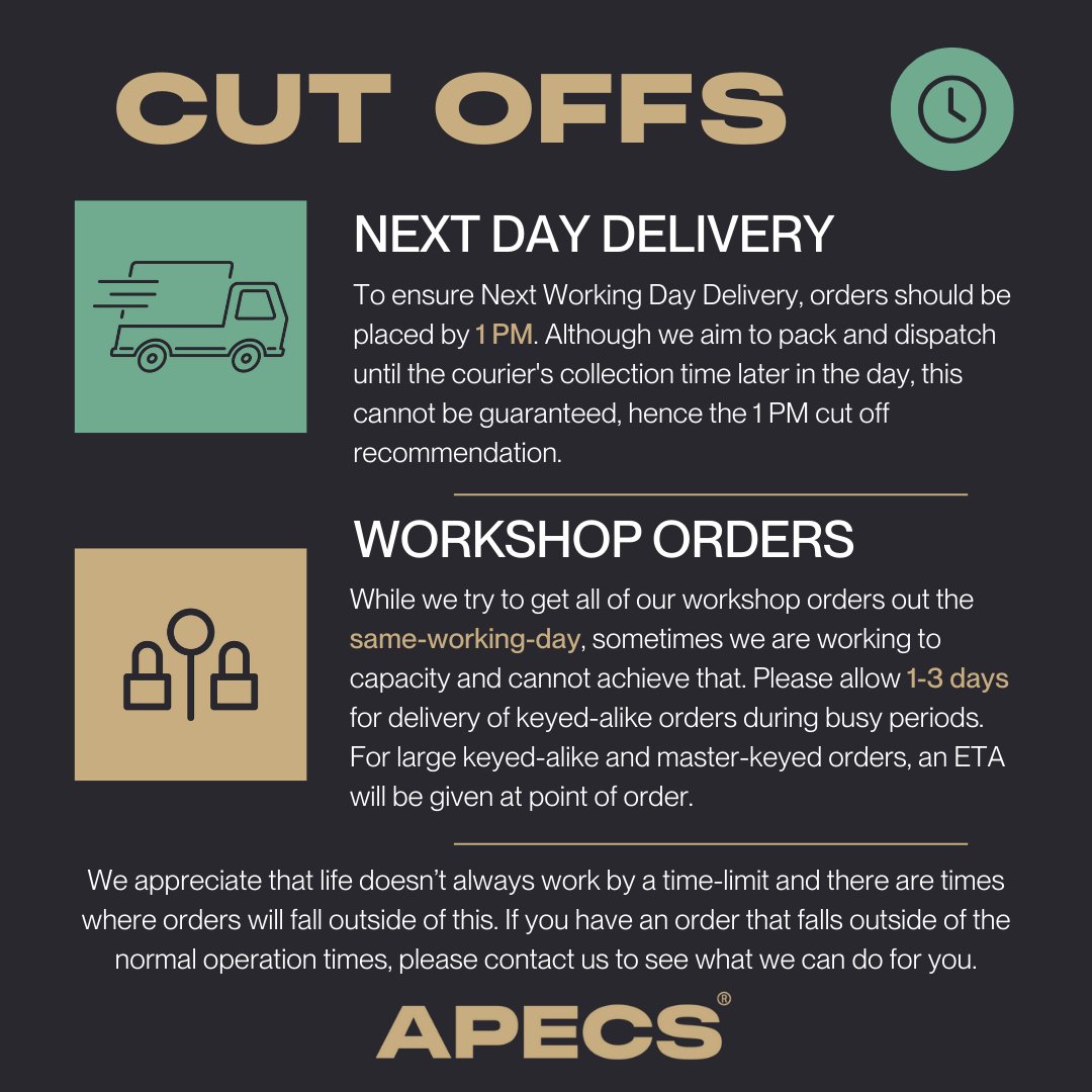 🚚 Next Day Delivery Reminder 🚚 #apecs