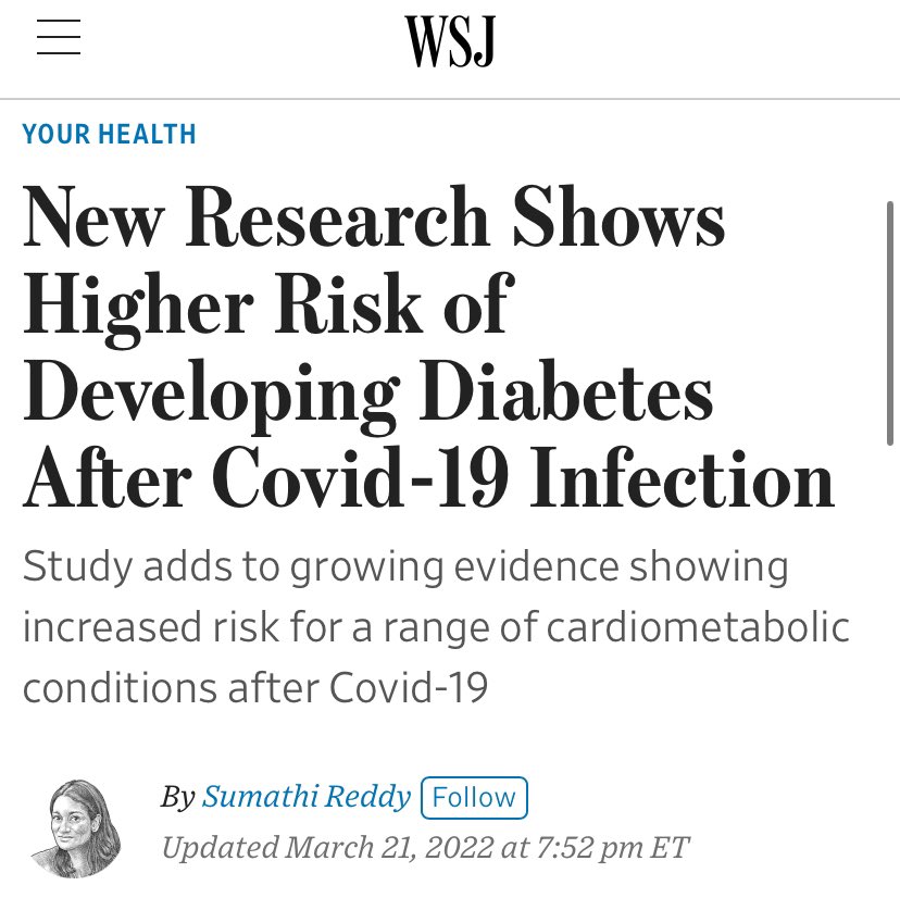 LauraMiers's tweet photo. March 2022: “Some researchers say Covid could also be triggering an entirely new type of diabetes in which certain cells mistakenly start to raise, rather than lower, blood sugar.

A large new study found that people who recovered from Covid-19 within the past year are 40% more likely to receive a new diagnosis of diabetes compared to those who weren’t infected.” https://t.co/P6gdP0U0lf