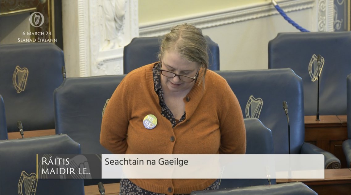 Go raibh maith agaibh @aliceeire agus @LorrCliff as bhur dtacaíocht i Seanad Éireann inniu.