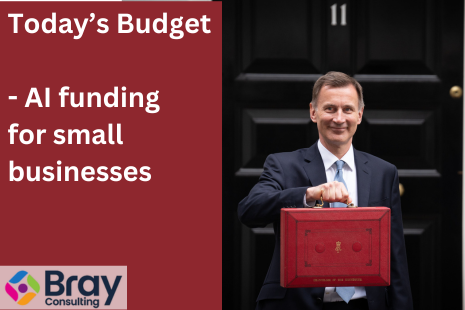 The government will introduce a new £7.4m upskilling fund pilot to 'help SMEs develop artificial intelligence (AI) skills of the future'.
#SpringBudget #BudgetAnnouncement #JeremyHunt #MedicalIndustry #NationalInsurance #TaxCuts #TaxIncentives #TaxBreaks #BrayConsulting #NHS #AI