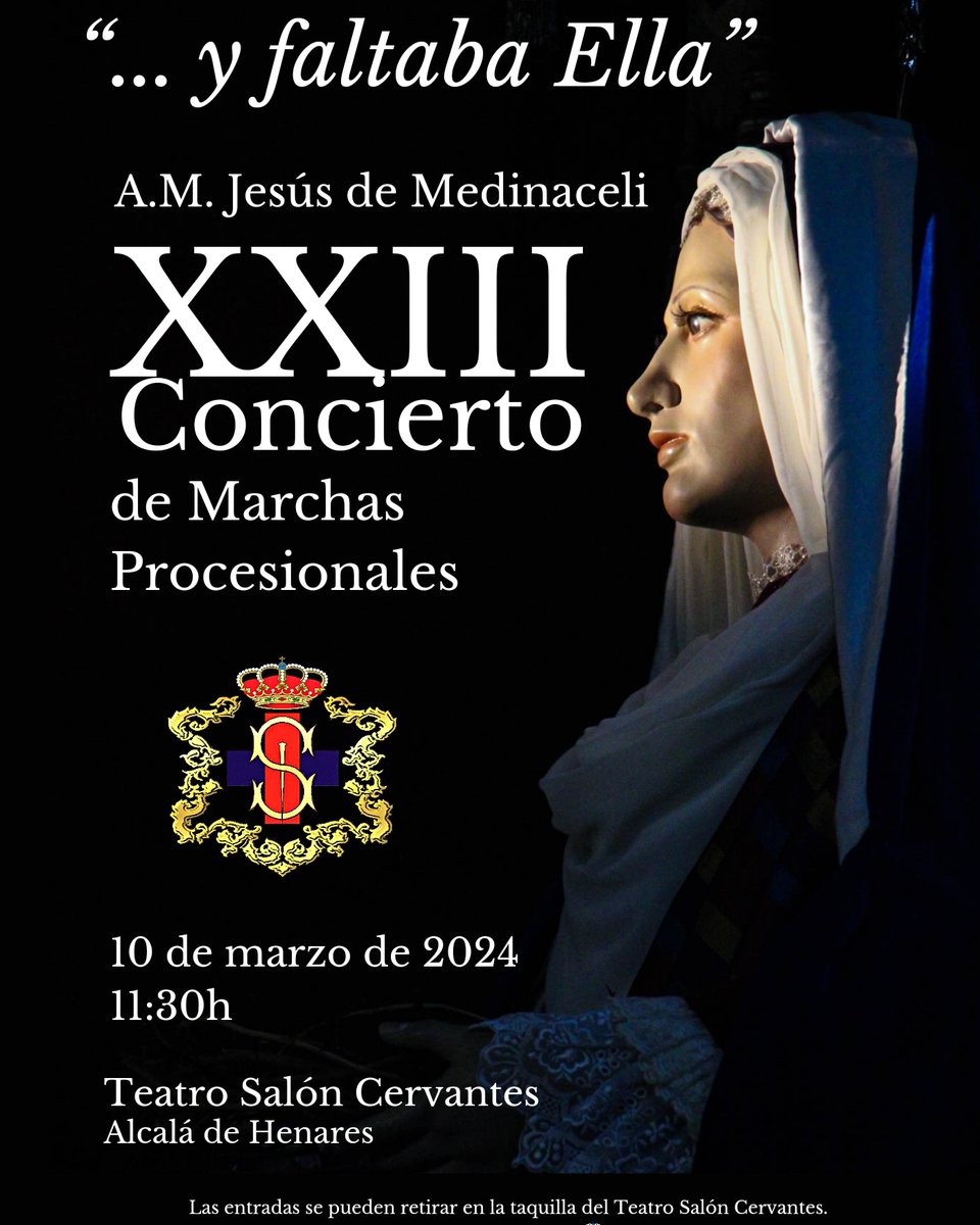 AM_Medinaceli's tweet photo. Ya llega el día, 

La fecha de nuestro tradicional concierto se acerca y solo faltan 4 días para comenzar nuestra cuenta atrás hasta Semana Santa.

📍 Teatro Salón Cervantes 

📆 10 de marzo (domingo)

⏰️ 11.30h

Os esperamos a todos en esta cita tan señalada... https://t.co/SdSLWNOc2B