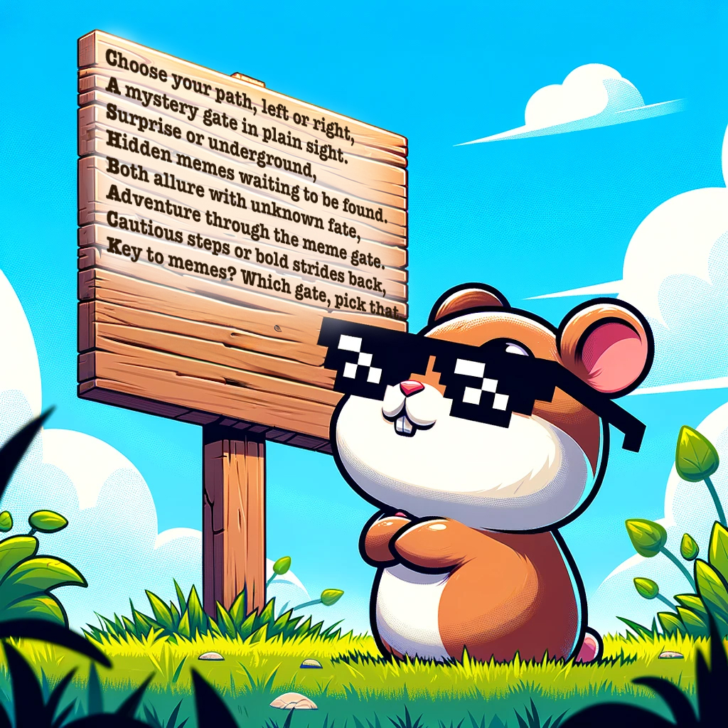 HODL_Hamster's tweet photo. 🐹✨ Our #HODLHamster is at a crossroads, faced with a wooden sign that holds a riddle within its text. 🧐 

A hidden keyword lies in wait, can you uncover it? 

🧵1/3

#IOTA #SMR #ShimmerEVM https://t.co/nV7uIYZIw6