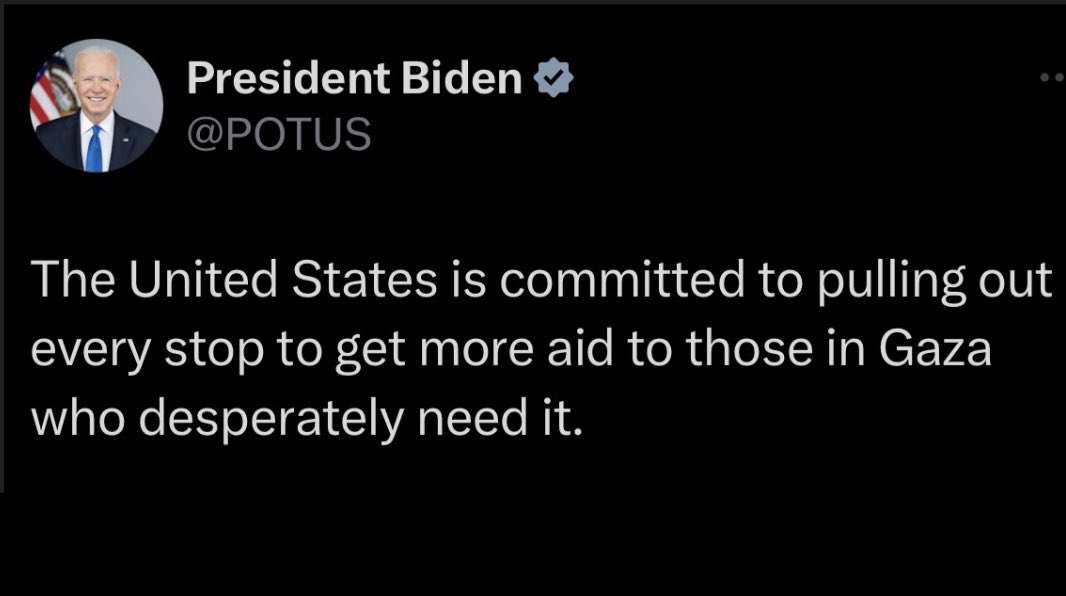 AssalRad's tweet photo. While the Biden admin has been publicly talking about aid for Gaza, it has “quietly” delivered more than 100 separate military sales to Israel in the last 5 months, to avoid scrutiny and shield Israel from US human rights laws.

This is reality                       This is PR https://t.co/mXT9vsolYu