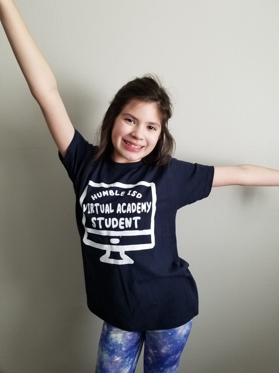 MrsReid18's tweet photo. One of our amazing virtual academy students sporting our new shirts #HumbleISDVirtualAcademy https://t.co/2cBPdXqihg