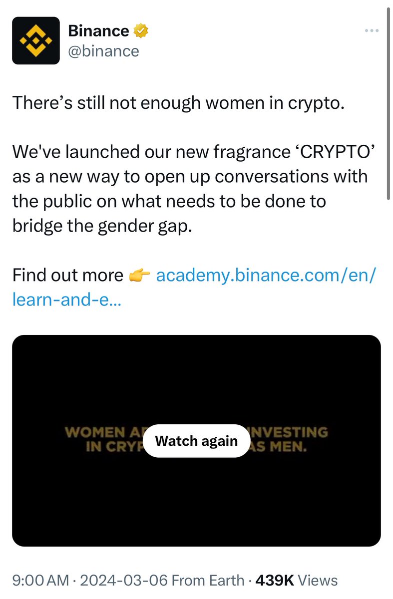 Women want a seat at the crypto table. They want access to generational  wealth. Not a damn perfume bottle.