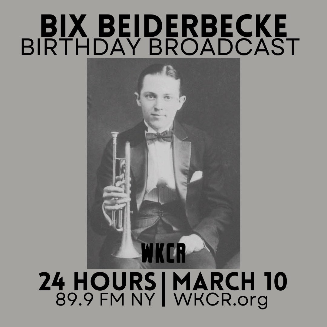 WKCR is very excited to announce the return of a beloved birthday broadcast in honor of one of the most influential jazz soloists of the 1920s: cornetist, pianist, and composer Bix Beiderbecke. Tune in on 89.9FM or stream it live on our website, wkcr.org