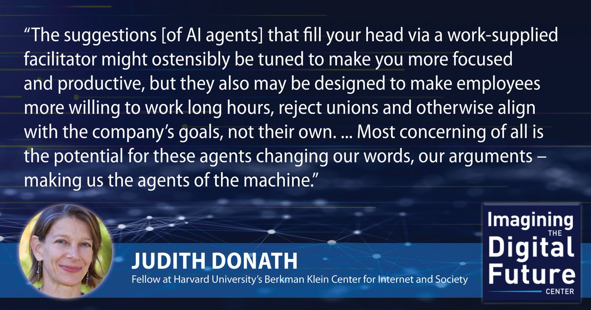 The Impact of #AI by 2040: Digital assistants could make us 'agents of the machine.' Read the full essay by @judithd: imaginingthedigitalfuture.org/how-peoples-fr…