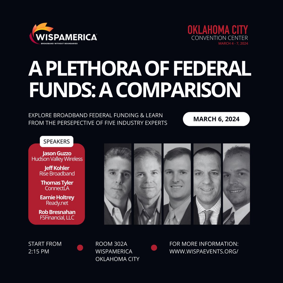 readydotnet's tweet photo. TODAY: Join @HoltreyEarnie, #ConnectLA's Thomas Tyler and others @WISPAnews panel exploring federal funding TOMORROW at 2:15 CT IN-PERSON in Room 302A at @okcconvcenter https://t.co/Qccf0SgM9Q