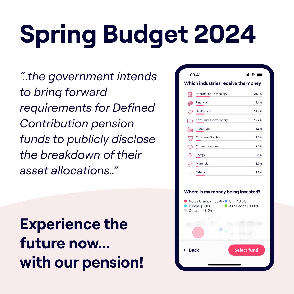 🌷The Spring Budget proposes that Defined Contribution pension funds should disclose asset allocations. 

🌍 At Penfold, we've always provided this transparency, offering savers clarity on investments by geography, industry &amp; more. With us, future transparency is today's reality.