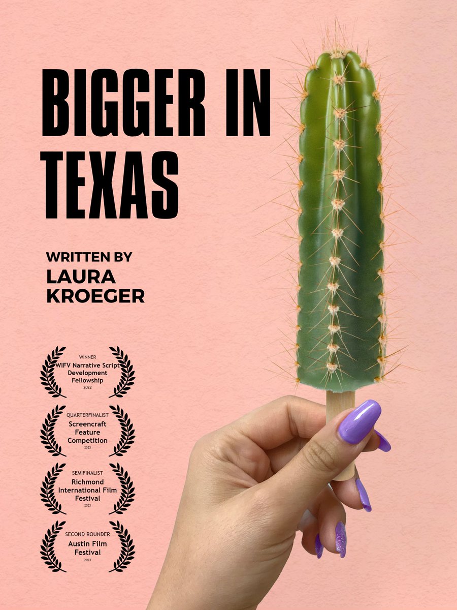 BIGGER IN TEXAS Feature #CWin, WIFV Fellowship #screenpit #drdy #Re #Cov #WrWo #SeRe A 40-something ex-pageant queen finds the perfect vigilante solution to her mid-life crisis: exploit Texas's (very real) sex toy ban to blackmail powerful men. ERIN BROCKOVICH meets HUSTLERS.