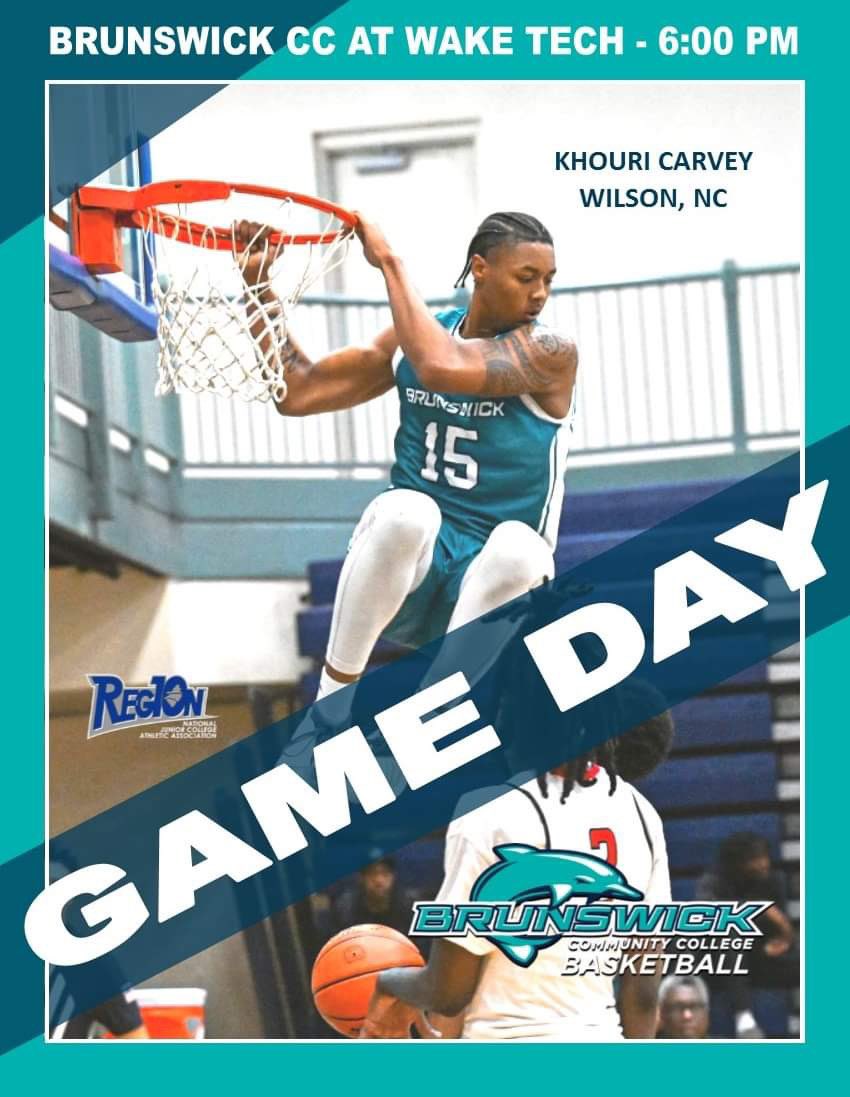 GAME DAY! <a href="/BrunswickCC_MBB/">Brunswick Community College Men's Basketball</a> travels to <a href="/WakeTechMBB/">Wake Tech Men’s Basketball</a> at 6pm.

🐬🏀🐬🏀🐬🏀🐬🏀

📍Wake Tech South Campus
 ⏰ 6:00 pm
📺 youtube.com/live/N7-vo_yNl…