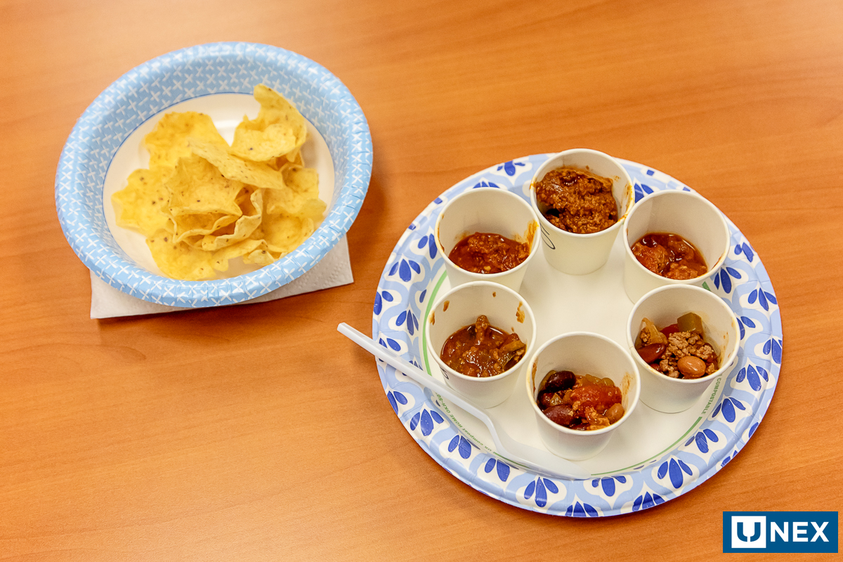 UNEX's tweet photo. Our office team held the 8th Annual UNEX Chili Cook-Off last week on Leap Day. We had a three-way tie for First Place - Heather Nelson, Brian C. Neuwirth, and Carla Hart. The winners will share the giant chili trophy.
#UNEX #TeamUNEX #ChiliCookOff24
https://t.co/fZ0Kbxc7KN https://t.co/D5jjT2TuHA