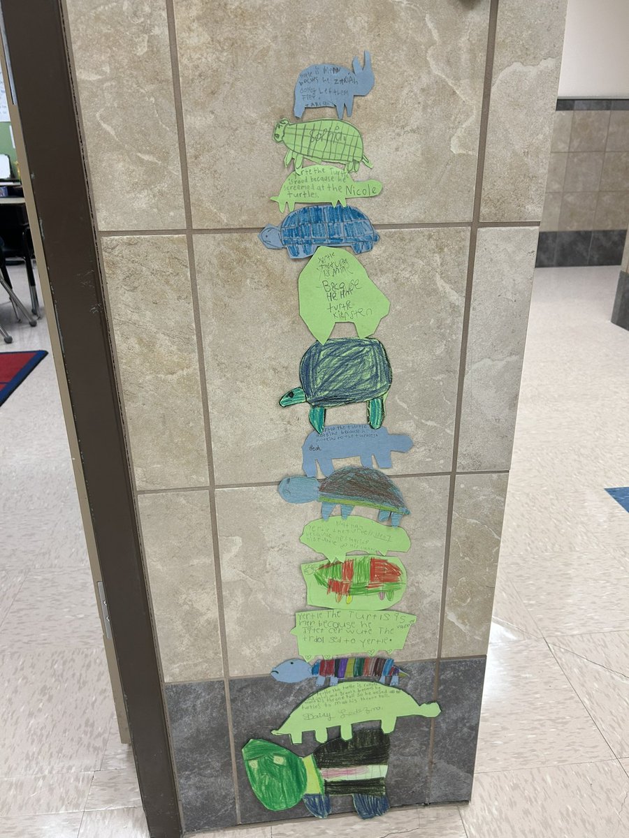 MrsNPerez's tweet photo. Day two of #ReadAcrossAmerica week: Yertle the Turtle, where we talked about the internal characteristics of Yertle the Turtle king and we stacked up our own turtles! https://t.co/EQbLVRg62W