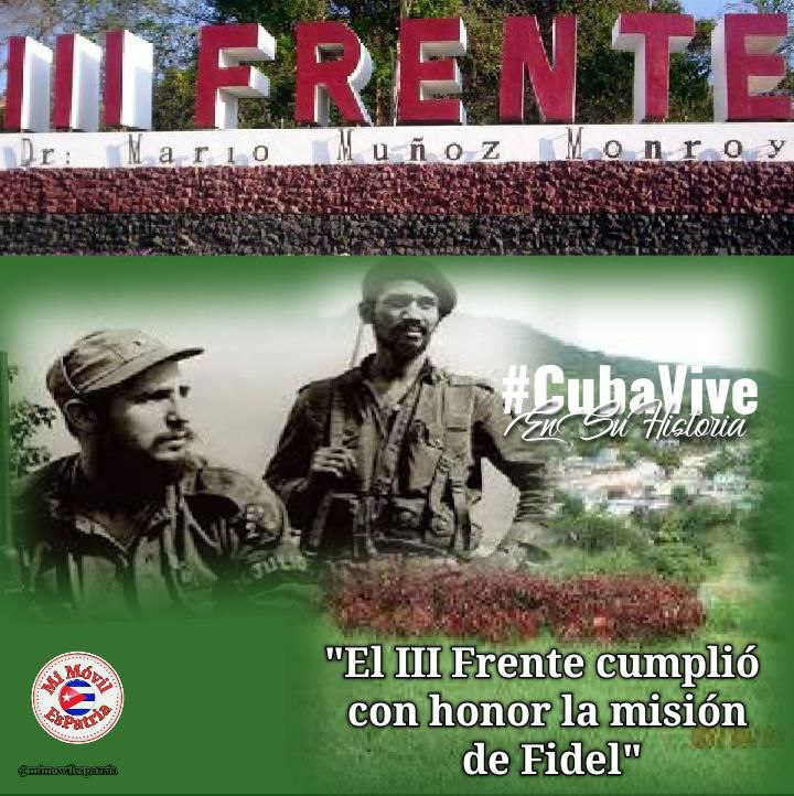 <a href="/mimovilespatria/">mimovilespatria</a> <a href="/DiazCanelB/">Miguel Díaz-Canel Bermúdez</a> <a href="/PartidoPCC/">Partido Comunista de Cuba</a> <a href="/UJCdeCuba/">UJC de Cuba</a> <a href="/DrRobertoMOjeda/">Dr. Roberto Morales Ojeda</a> @PorSiempre_Cuba <a href="/GuerrerosGTMO/">Guerreros del Guaso</a> <a href="/IzquierdaUnid15/">Izquierda Latina 💪</a> <a href="/OPJMCuba/">OPJM Cuba</a> <a href="/HolguinSi/">HolguínSí</a> <a href="/DefendiendoCuba/">Defendiendo Cuba</a> Como todos los cubanos, multiplicamos el tributo de agradecimiento y respeto, desde el Mausoleo a los héroes y mártires del Tercer Frente, en especial a su jefe fundador, y a los que aún están físicamente.
#CubaViveEnSuHistoria 
#MiMóvilEsPatria