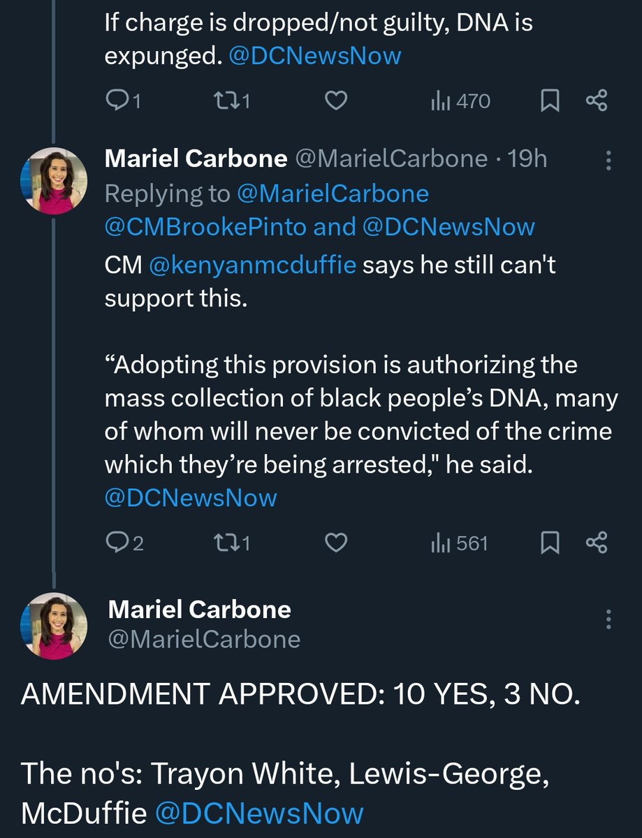 Guess who voted for DNA collection not once but twice? And the first time she voted for DNA collection upon ARREST?

My political opponent and current Independent incumbent on the DC council did. She's also voted for the creation of drug-free zones.

#DCision24 #SecureDC