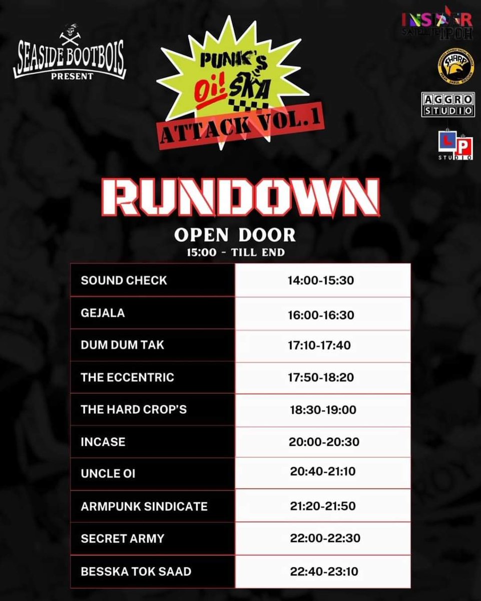 ARMPUNKSNDCTE's tweet photo. Before puasa kita balun dulu. 
Jumpa Sabtu ni di Ipoh! 
Sindicate Subahat Ipoh, ready untuk chaos berdanSKA ! 🏴‍☠️🏁 
segala details slide sampai habis.
 See you this Saturday!

Get your tix now ‼️. 👊🏼💀👊🏼

#armpunksindicate #sindicatesubahat
#seasidebootbois https://t.co/iziohvuRXJ