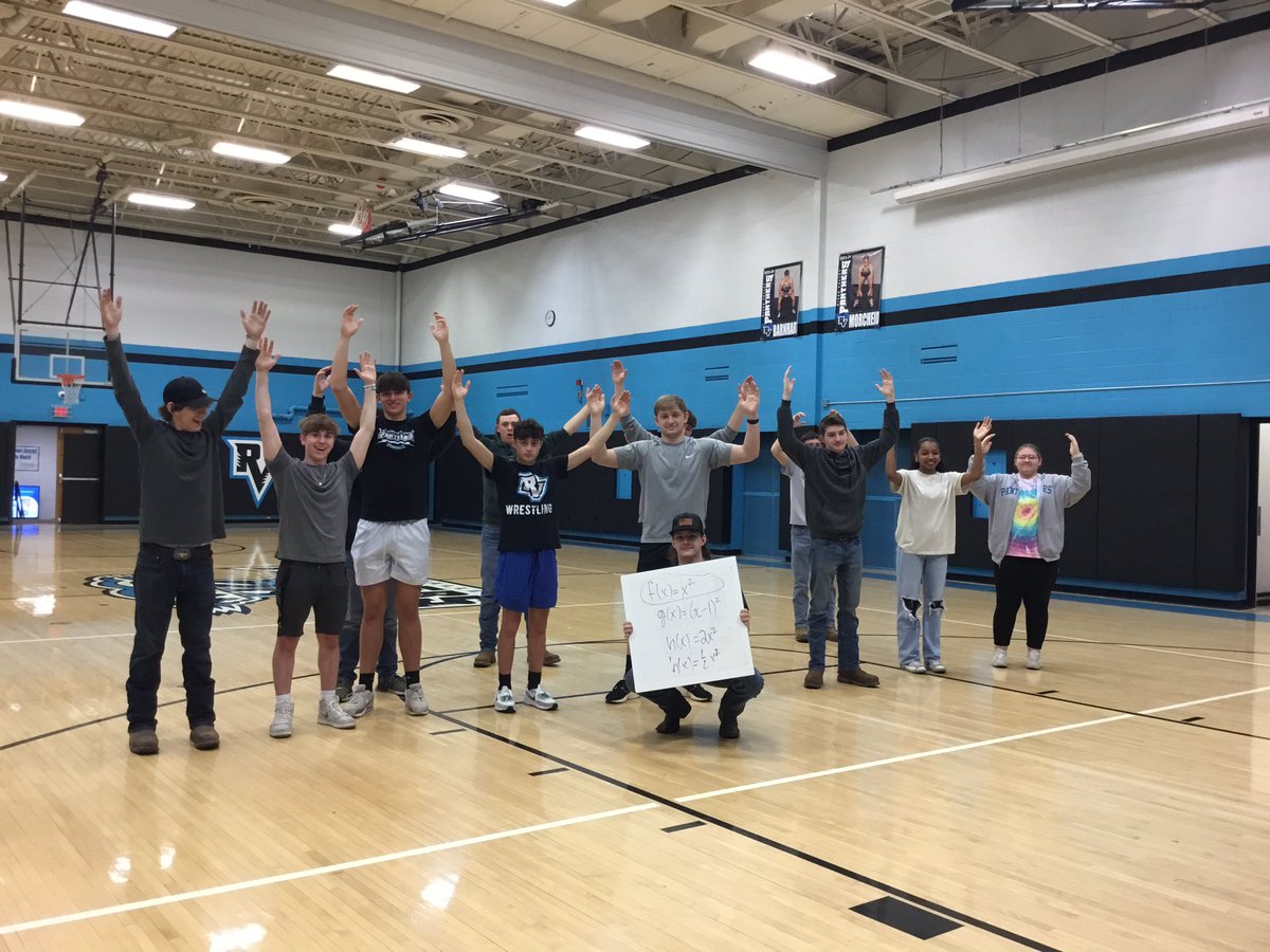 The <a href="/RVSDPanthers/">River Valley School District</a> gym was the best place to “mathercise”, where students physically demonstrated their knowledge of various graphs, along with their translations and transformations. #pantherproblem #math #teachertwitter <a href="/rvhspanthers1/">River Valley High School</a> <a href="/NCTM/">NCTM</a> <a href="/PCTMpctm/">PCTM</a>