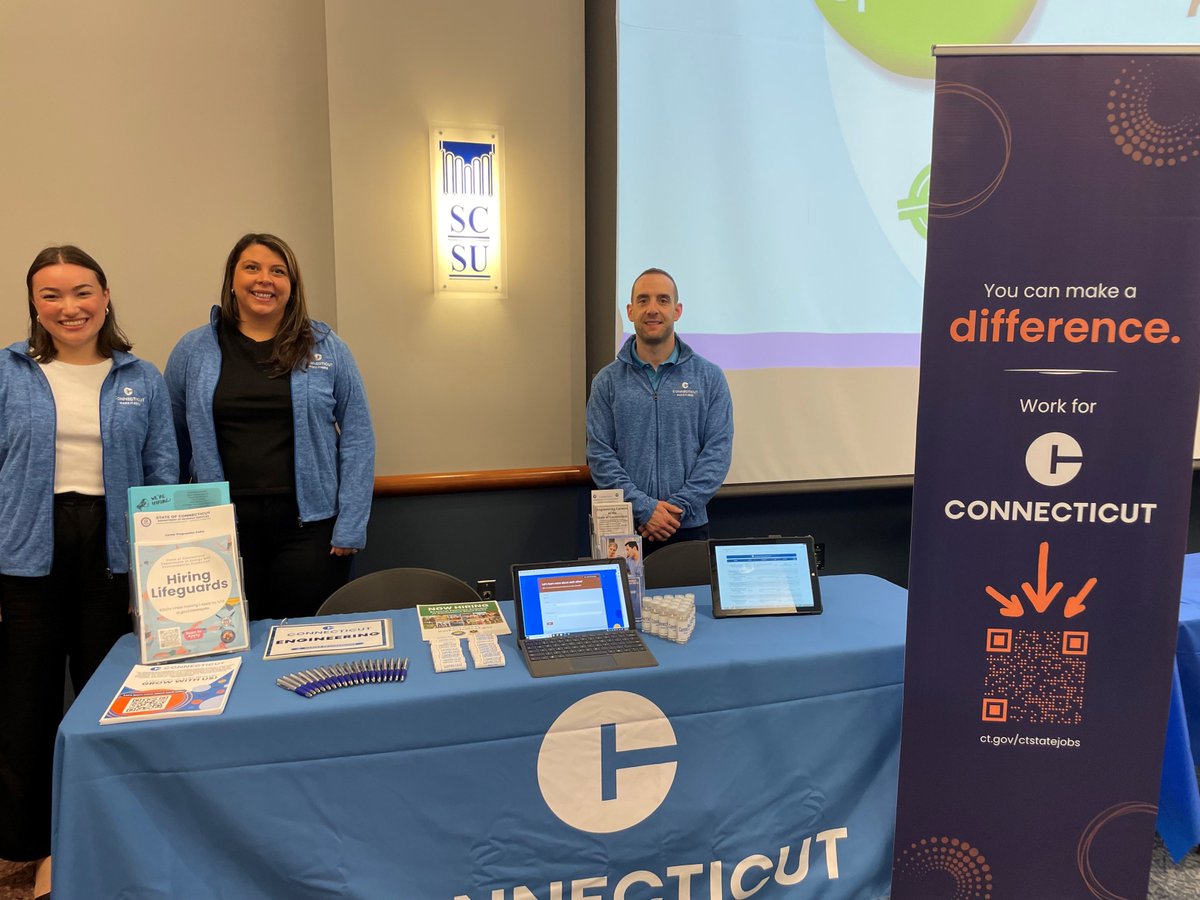 The DAS Talent Solutions and EEO team are @SCSU Career Fair. Recruitment starts at the high school and college levels. Interested in a job with the State of CT? Visit our website and apply! Start here - jobapscloud.com/CT/