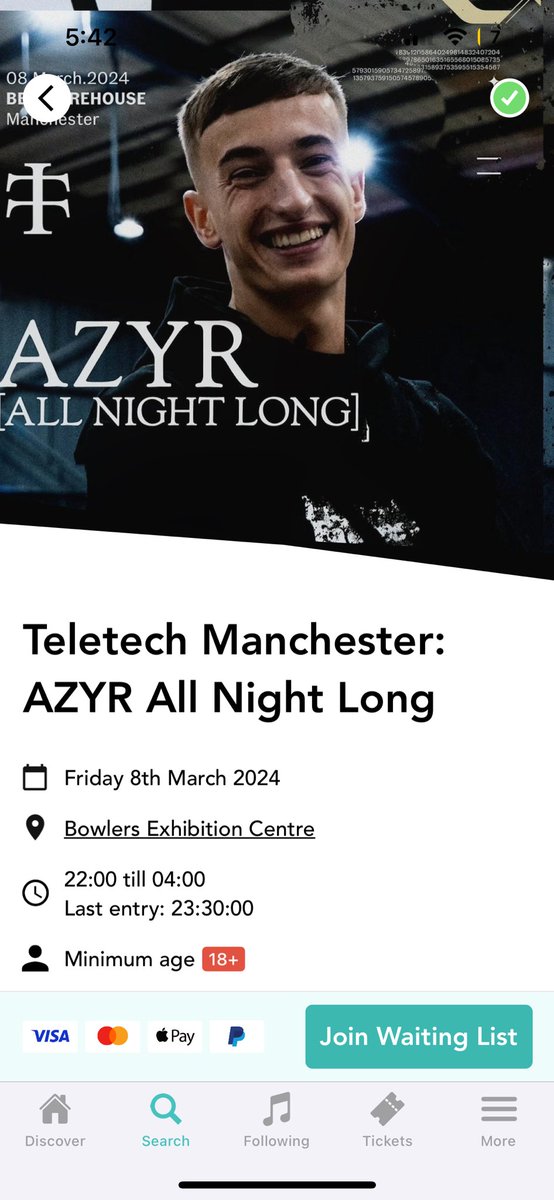 geegledhill's tweet image. Selling X2 tickets for azyr all night long Manchester. Less than face value. #teletech #azyr