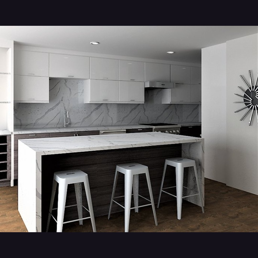 Kitchen goals achieved! This modern design features sleek white cabinets, pops of blue tile, and stainless steel appliances for a look that's both stylish and functional. ✨ What's your favorite part of this kitchen?
.
.
#kitchendesign #homedesign #interiordesign #modernkitchen