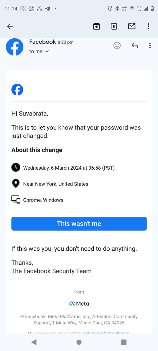 popun's tweet photo. @facebook  My FB log in is popun.pal@gmail.com and my registered mobile no is 919435044382. I received notifications in my email id that my registered email id and mobile number has been changed . I have attached the screenshots. https://t.co/3TvspKemCe