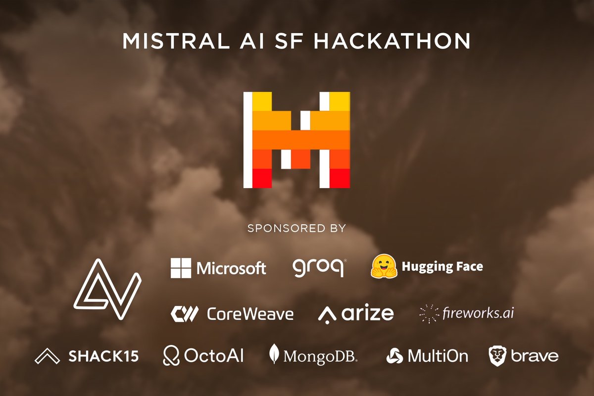 Thrilled to announce the first @MistralAI Hackathon in San Francisco on March 23-24! Sign up at: partiful.com/e/Zk9c9HVsmtsG… Keynote from Mistral AI founders: @arthurmensch & @GuillaumeLample. Mistral AI mentors: @dchaplot, @sandeep1337, @theo_gervet, @mjmj1oo, @sophiamyang