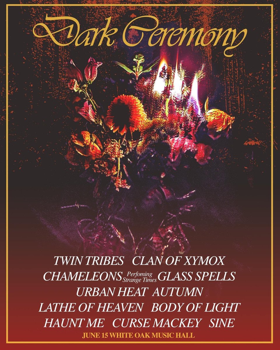 I’m happy to be a part of the inaugural Dark Ceremony, a new dark music fest in HoustonTX Sat, June 15 @ White Oak Music Hall. Stellar lineup! PRESALE: Thu, March 7 at 10am PUBLIC ONSALE: Fri, March 8 at 10am ticketmaster.com/event/3A006064…