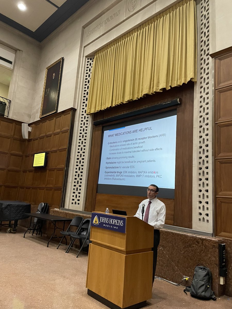 Outstanding and insightful Grand Rounds @hopkinsheart with visiting professor @FadiShamounMD from @MayoClinic speaking on recent advances in the diagnosis and treatment of aortopathies @rblument1 @ErinMichos @DrAnumMinhas @evratchford @ErinGoerlich @ASE360 @cingolani_oscar