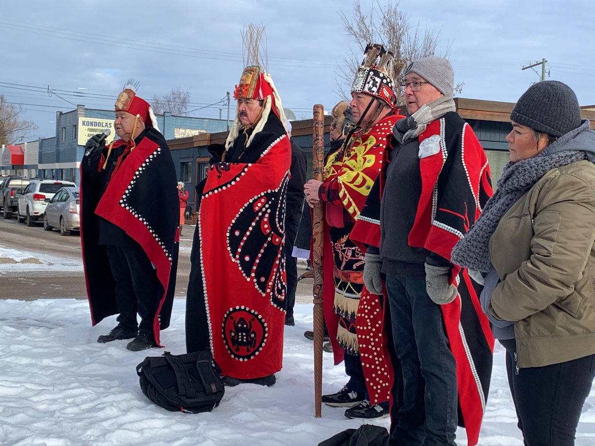 Gitxsan and Wet’suwet’en hereditary chiefs are rallying outside Smithers courthouse, calling on government to negotiate the long-awaited Delgamuukw agreement and disband CIRG. Inside, crown says it will ask for up to 3 months jail time for Chief Dsta’hyl, Adam Gagnon.