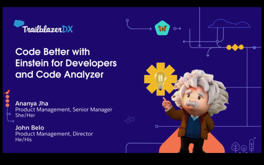 Want to learn more about Einstein for Developers and Code Analyzer? Come check out my talk with John Belo to see the tools in action! Today at 1 PM in Room 2004, Level 2
