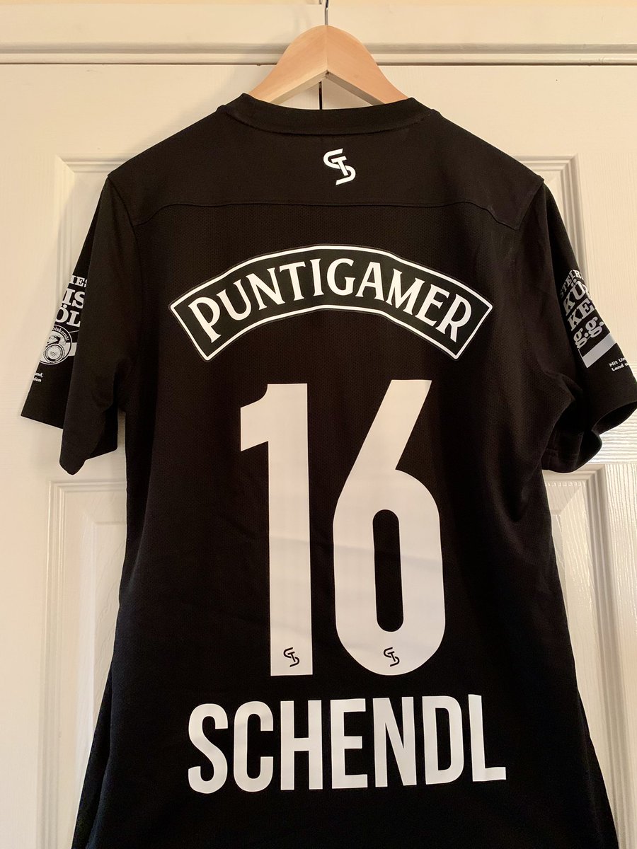 SturminUK's tweet photo. Feeling very grateful to own this piece of #sturm history! Yes we know Sandro #Schendl never made the bench, however this is all our budget would stretch to. It’s still a match prepared OFB Cup Final Shirt played on my Birthday. Thanks to Franz for keeping it safe for us. (Dan) https://t.co/QPseanL2ln