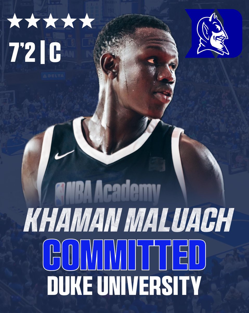 BREAKING: NBA Academy Africa's Khaman Maluach, a projected top-five pick in the 2025 NBA Draft, has committed to Duke, he told ESPN. STORY: espn.com/mens-college-b…