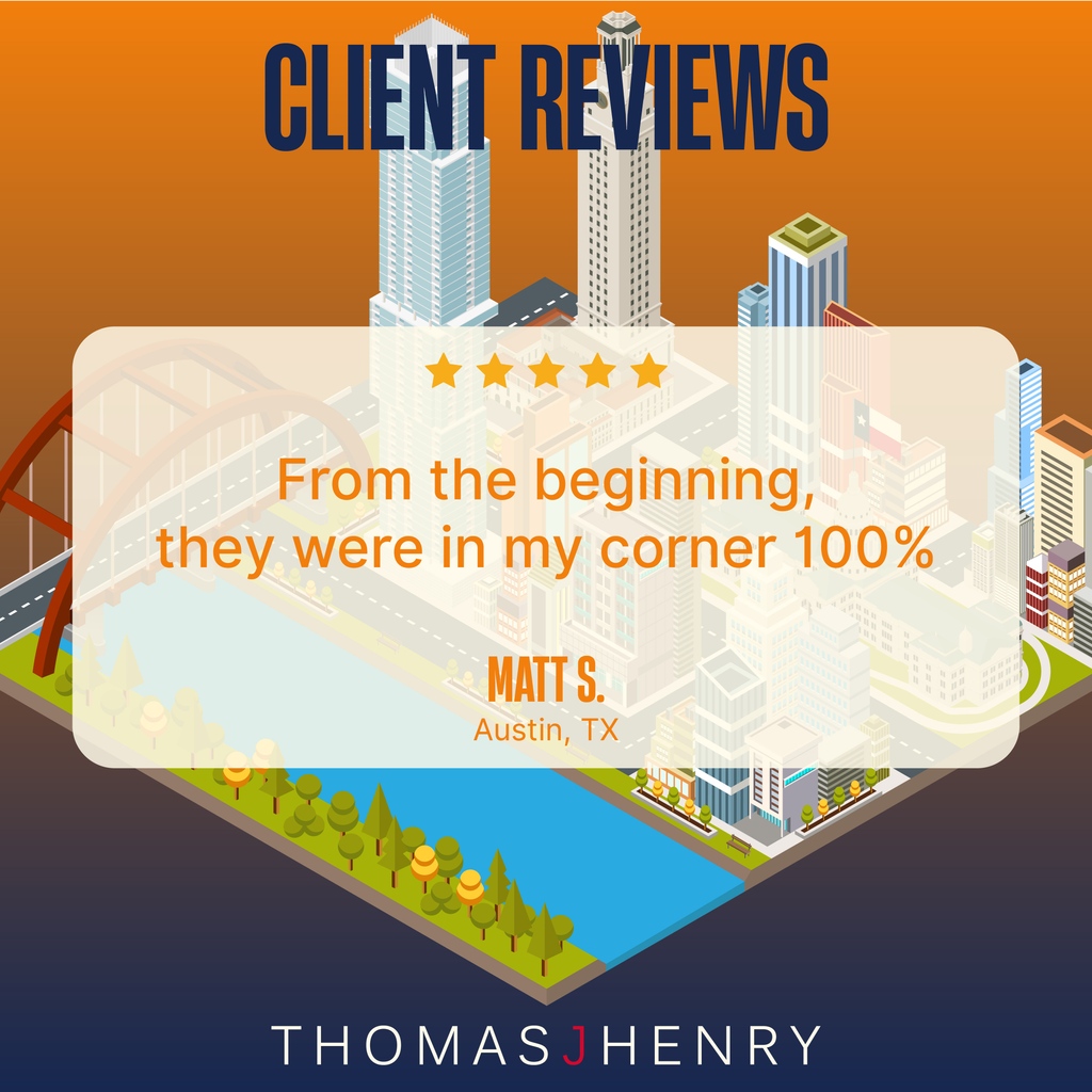 🌟🌟🌟🌟🌟 We're honored to receive this 5-star review from our valued client Matt. Your satisfaction is a testament to our commitment to delivering exceptional service and quality results! See more client stories, testimonials, and reviews at the link: thomasjhenrylaw.com/client-testimo…
