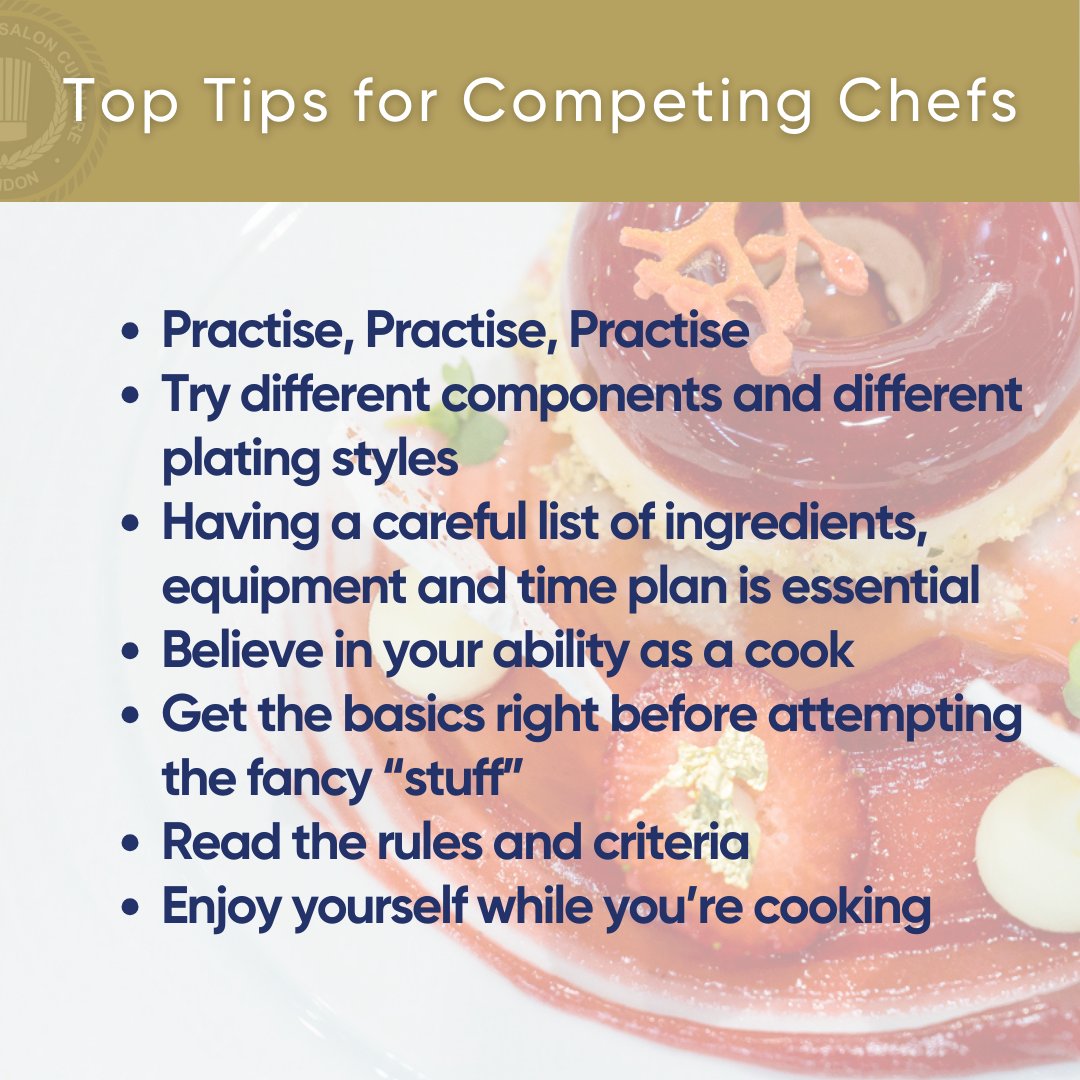 We are less than 3 weeks away from International Salon Culinaire 2024! Here are some top tips for competing #chef from a few of our #judges this year. Remember you can get in touch with us if you have any last minute questions - We look forward to seeing you at the show! #ISC24