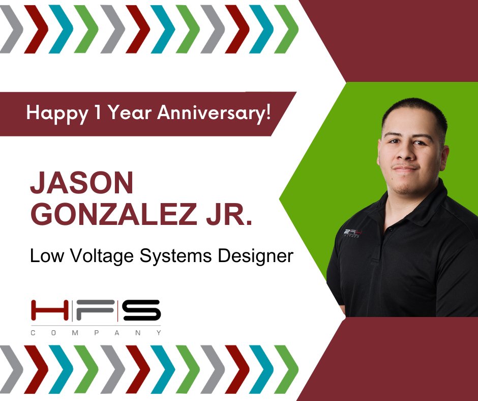 🎉 Happy 1 year anniversary to Jason! Kudos to Jason for all he has accomplished in his career as part of the HFS Team. Cheers to another year of accomplishments and continued success! 🙌

#AEC #RCDD #LowVoltage #WorkAnniversary