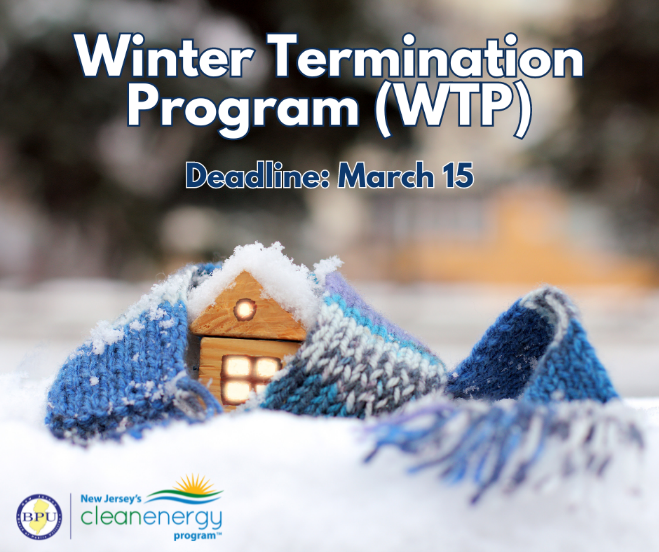 Keep the heat and lights on this winter! Eligible NJ utility customers can secure protection from utility shut-offs by applying for the Winter Termination Program (WTP) now until March 15. Contact your utility provider to request WTP. More details at nj.gov/bpu/assistance…