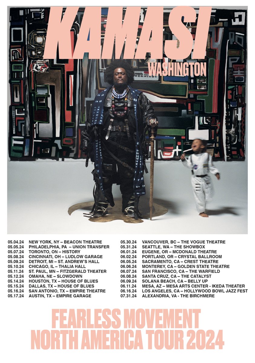 So excited to get back on the road and play the new album live for you all! Use the special code MVMT to get your tickets on presale starting at 12pm EST today through tomorrow 10pm local time! kamasiwashington.y-r.co/bio