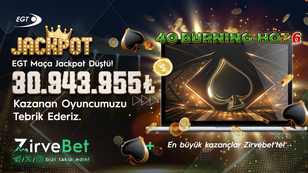 ZirveBet's tweet photo. JACKPOT🎰  YENİ REKORA
🏃 DOĞRU KOŞUYOR

🧨 34.000.000₺ 🧨

♠️  Maça Jackpot Size de Düşebilir

🕹 EGT - Amusnet Lobby (https://t.co/QjO6Lbd6OZ) https://t.co/upyozywn5M