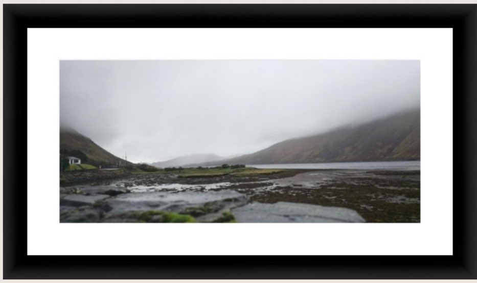 Framed photo of the Conamara mountains: 
#MistyMountains
#FoggyLandscape
#SereneScenery
#NaturePhotography
#EtherealViews
#TranquilMoments
#MountainMystery
#WetlandWonders
#RiverReflections
#OvercastOutdoors

artpal.com/mccallen7583?i…