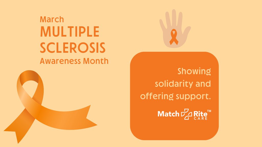 matchrite's tweet image. March marks Multiple Sclerosis Awareness Month—let's raise awareness and show solidarity with individuals and families affected by this condition. Discover how MatchRite Care™ is committed to providing support and resources for all: hello.matchritecare.com #MSAwareness