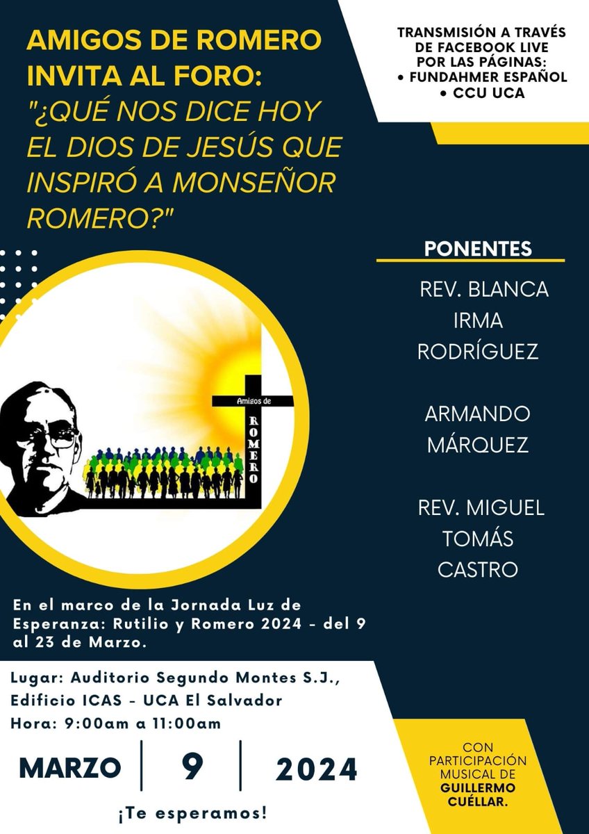 FUNDAHMER's tweet photo. Para iniciar la conmemoración del martirio del padre Rutilio Grande y de Mons. Romero. ¡¡¡LES ESPERAMOS!!! https://t.co/CtJNbxSyNF