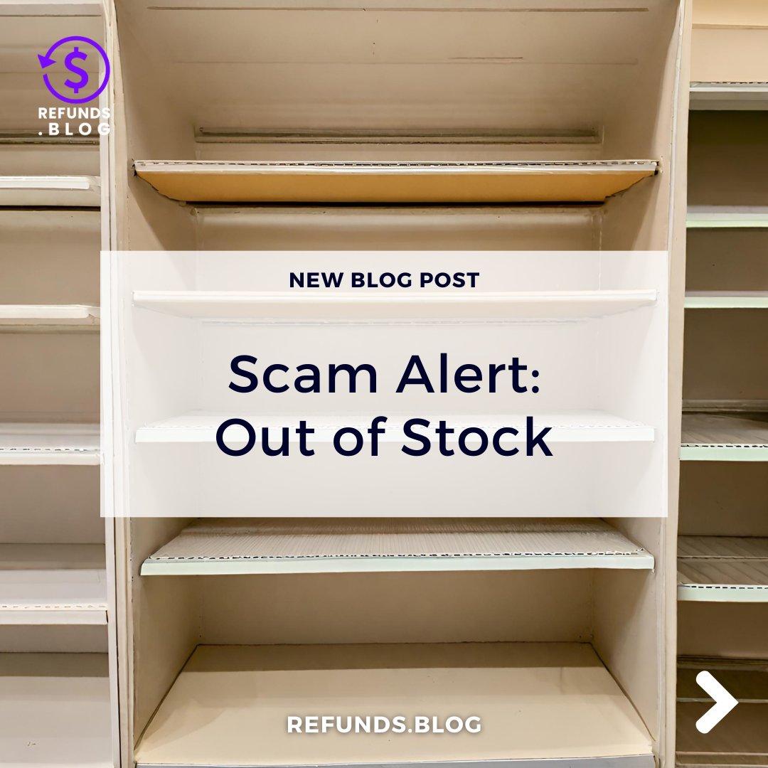 RefundsBlog's tweet image. Beware of a new scam: out of stock. Basically, fraudulent retailers are selling products online, then notifying customers that their purchase is out of stock-- AFTER they&apos;ve already placed the order. Stay vigilant! #refundsblog #fraud #outofstock