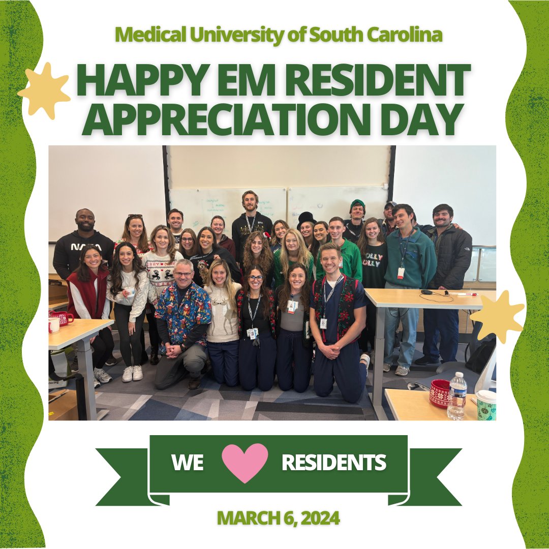 ABEMCert's tweet photo. Shout out to the residents at MUSC! https://t.co/ZM3i7T38rR
#EMResidentAppreciationDay #EMstrong #SuperStarStatus
@emresidents @EmergencyDocs @SAEMonline @SAEM_RAMS @AAEMRSA @AAEMInfo @CORD_EM @ABMSCert @MedUnivSC https://t.co/VOs7sFTaaR