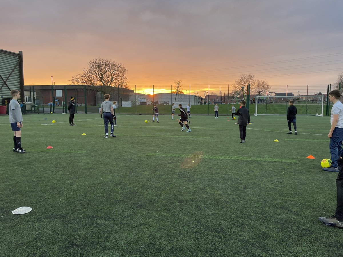 Development football - under the lights - with the sunset.
⚽️⚽️⚽️
