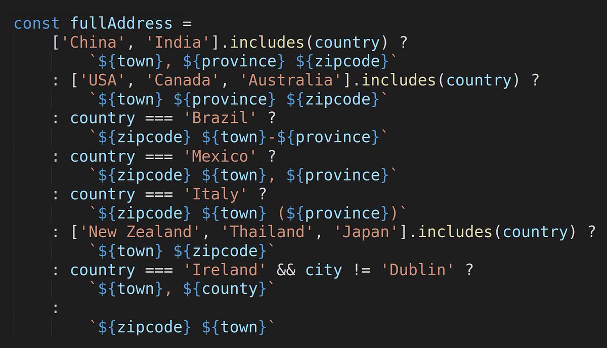 OngDevLab's tweet image. Why use if-else when you can use ternaries like me: