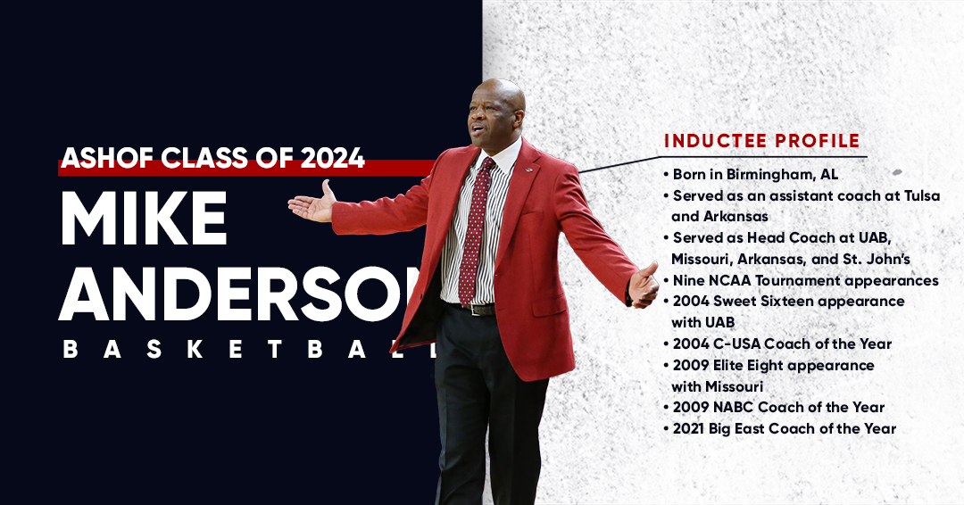 ASHOF's tweet photo. From Birmingham, Alabama to UAB to the NCAA Tournament...in eight weeks, Mike Anderson will join the Alabama Sports Hall of Fame! https://t.co/9l72m7gz80