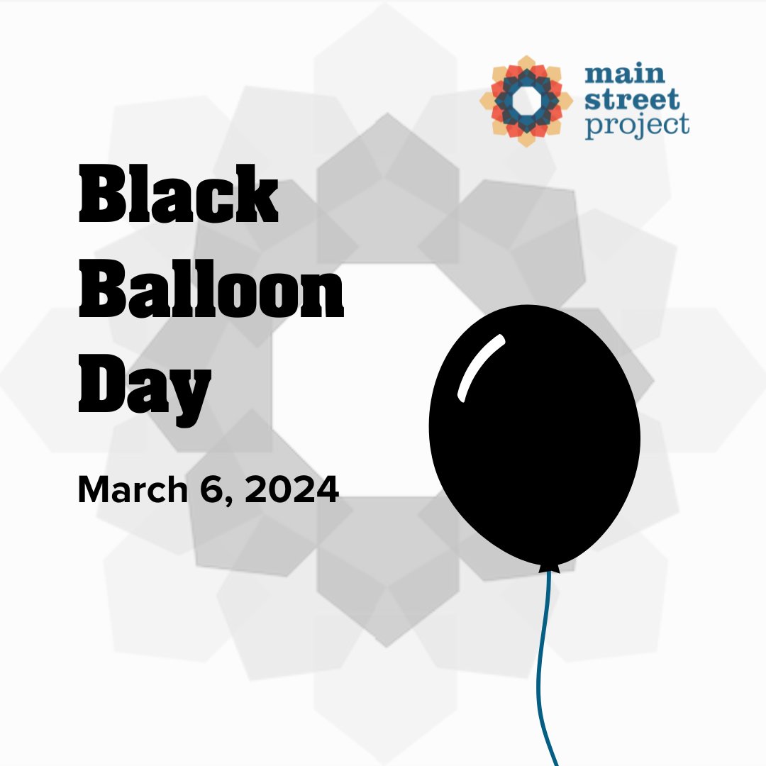 Black Balloon Day is an annual observance to honour lives lost to overdose and to raise awareness for prevention. On this day, Main Street Project acknowledges all the lives lost too soon and loved ones left behind. #MSPBuildingStability #Winnipeg #Manitoba #BlackBalloonDay