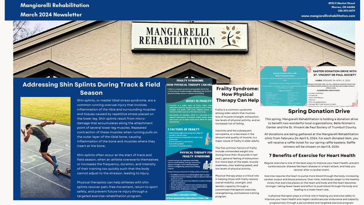 Check out our #MarchNewsletter: bit.ly/march-2024-new…
✨Addressing #Shinsplints During #TrackandFieldSeason
✨#FrailtySyndrome: How #PhysicalTherapy Can Help
✨Spring #DonationDrive
✨7 Benefits of #Exercise for #HeartHealth

#newsletter #shinsplintrecovery #trackathletics